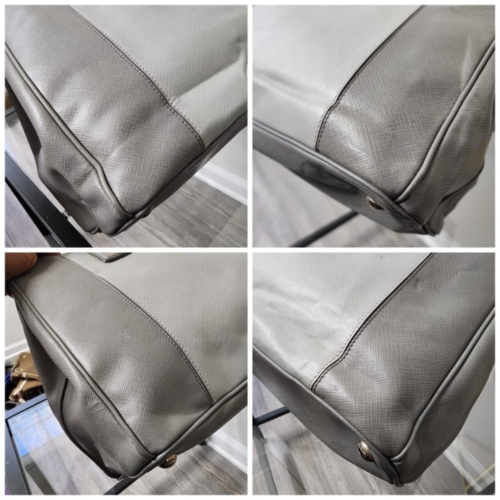 Authentic Prada Saffiano Leather Galleria Double Zip Medium Tote Bag Ash/Grey - Picture 6 of 12